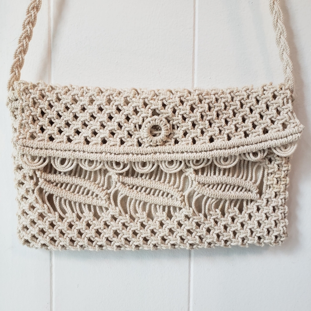 Macramé Shoulder Clutch Purse 9"x5.5"